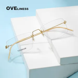 Oveliness Unisex Rimless Square Screwless Titanium Eyeglasses R02