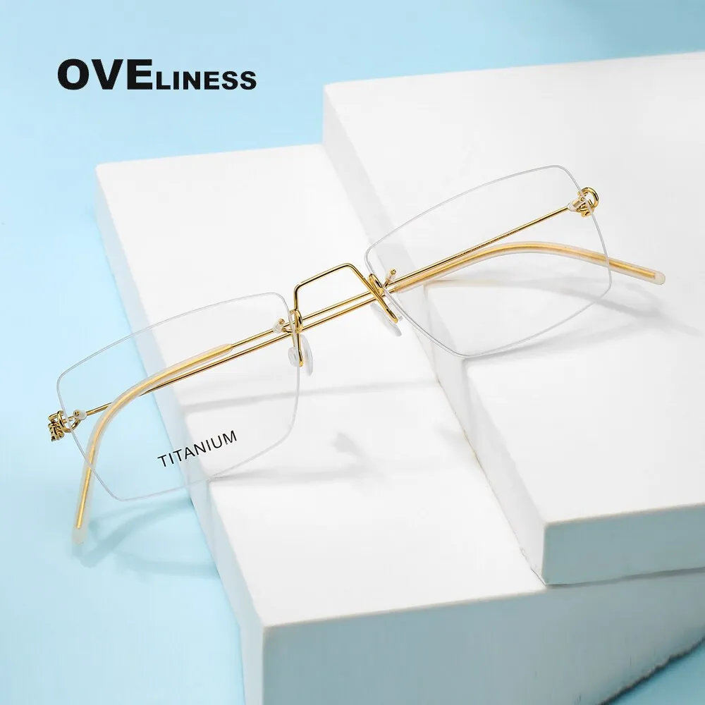 Oveliness Unisex Rimless Square Screwless Titanium Eyeglasses R02