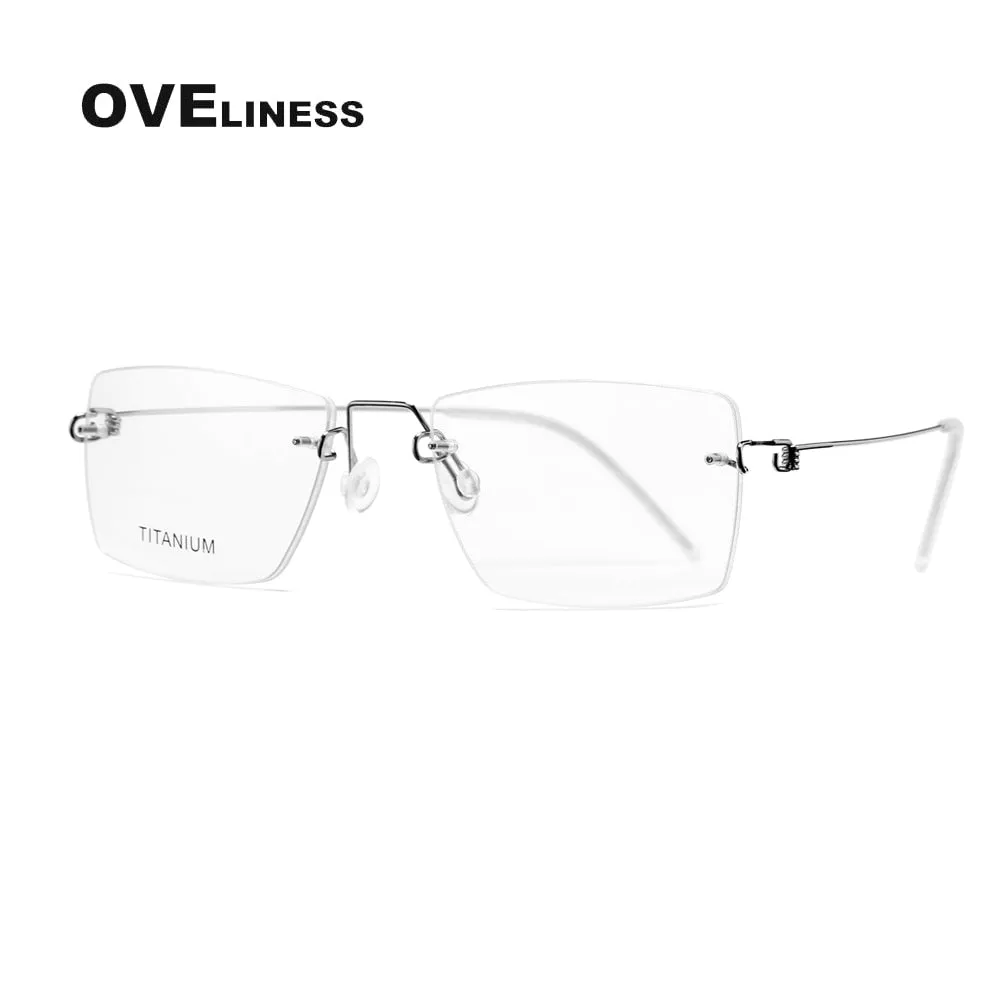 Oveliness Unisex Rimless Square Screwless Titanium Eyeglasses R02