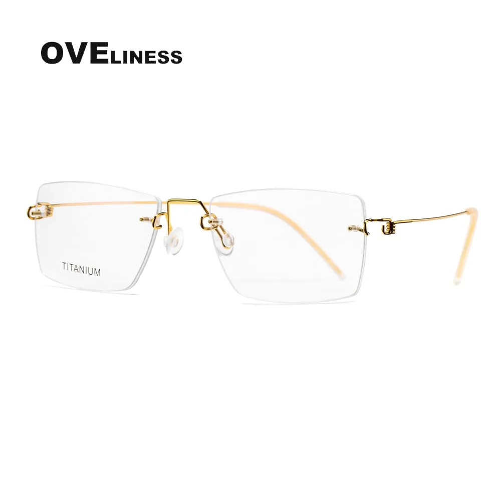 Oveliness Unisex Rimless Square Screwless Titanium Eyeglasses R02