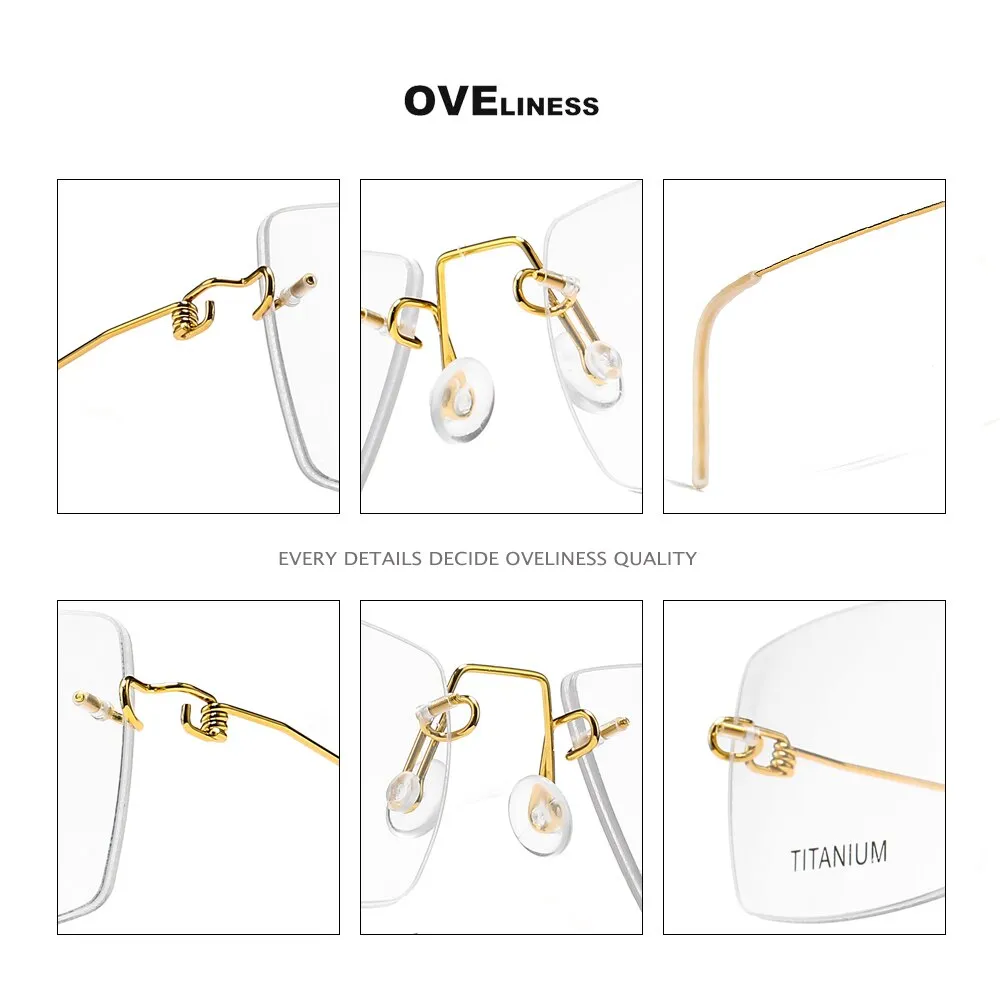 Oveliness Unisex Rimless Square Screwless Titanium Eyeglasses R02