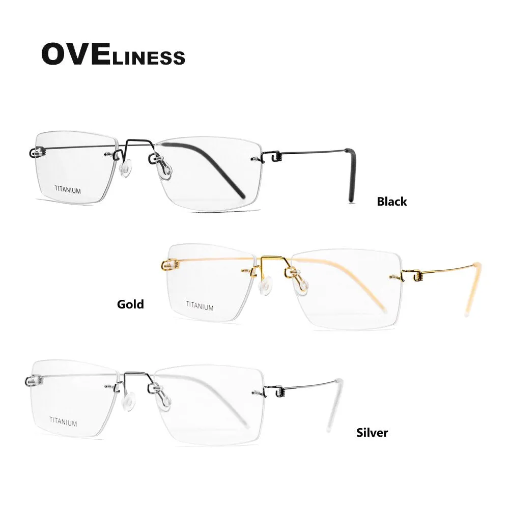Oveliness Unisex Rimless Square Screwless Titanium Eyeglasses R02