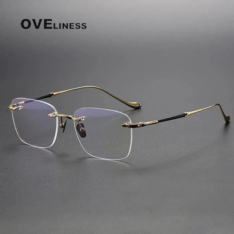 Oveliness Unisex Rimless Square Titanium Eyeglasses 80956