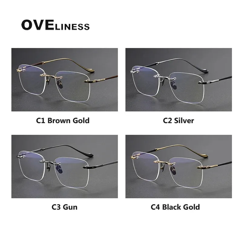 Oveliness Unisex Rimless Square Titanium Eyeglasses 80956