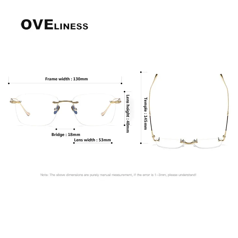 Oveliness Unisex Rimless Square Titanium Eyeglasses 80956