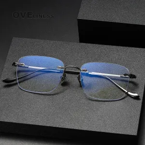 Oveliness Unisex Rimless Square Titanium Eyeglasses 80956