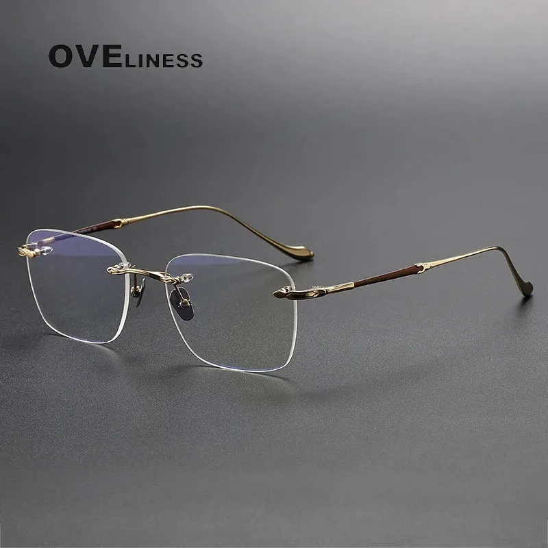 Oveliness Unisex Rimless Square Titanium Eyeglasses 80956