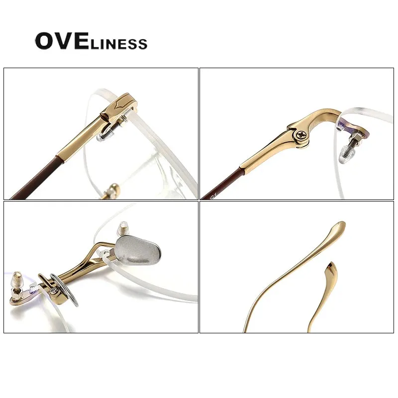 Oveliness Unisex Rimless Square Titanium Eyeglasses 80956