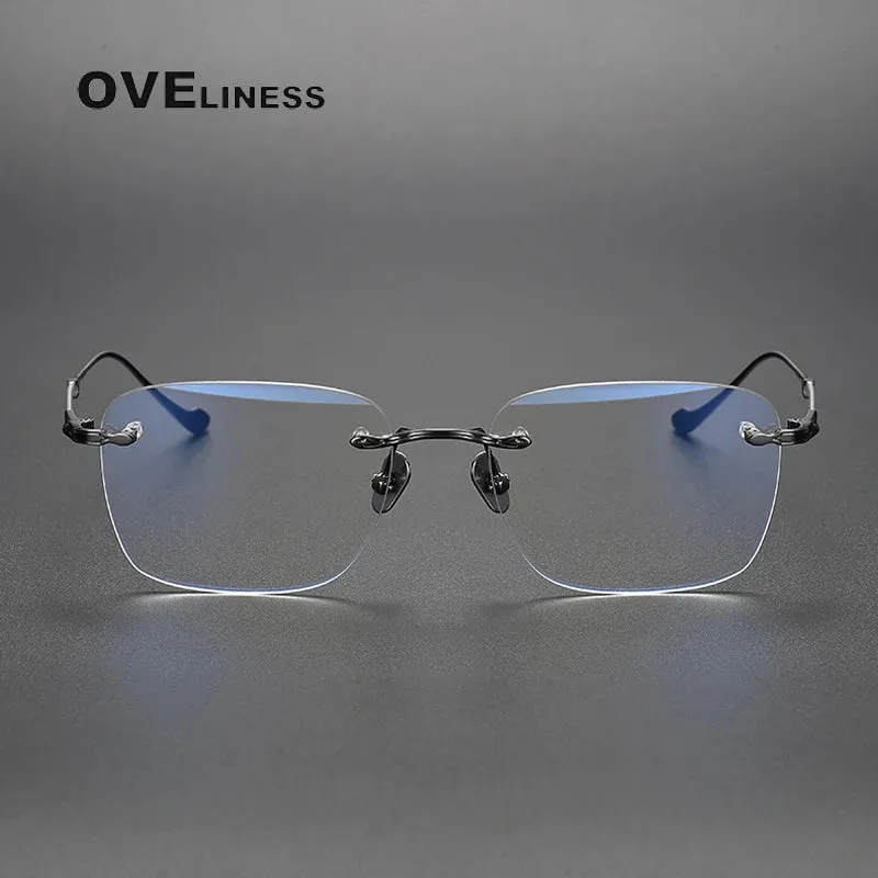 Oveliness Unisex Rimless Square Titanium Eyeglasses 80956