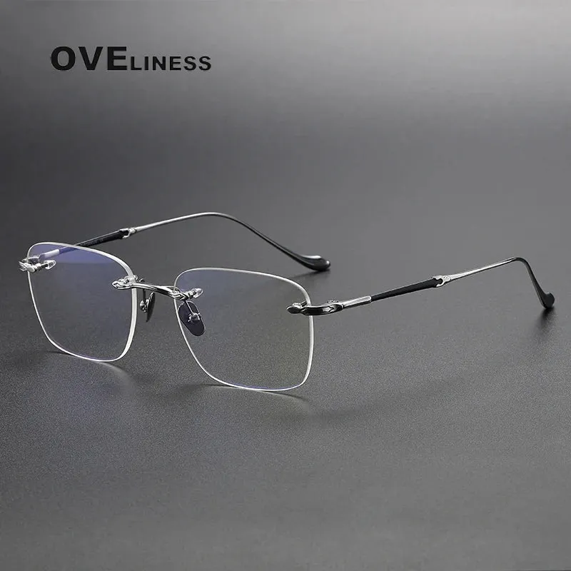Oveliness Unisex Rimless Square Titanium Eyeglasses 80956