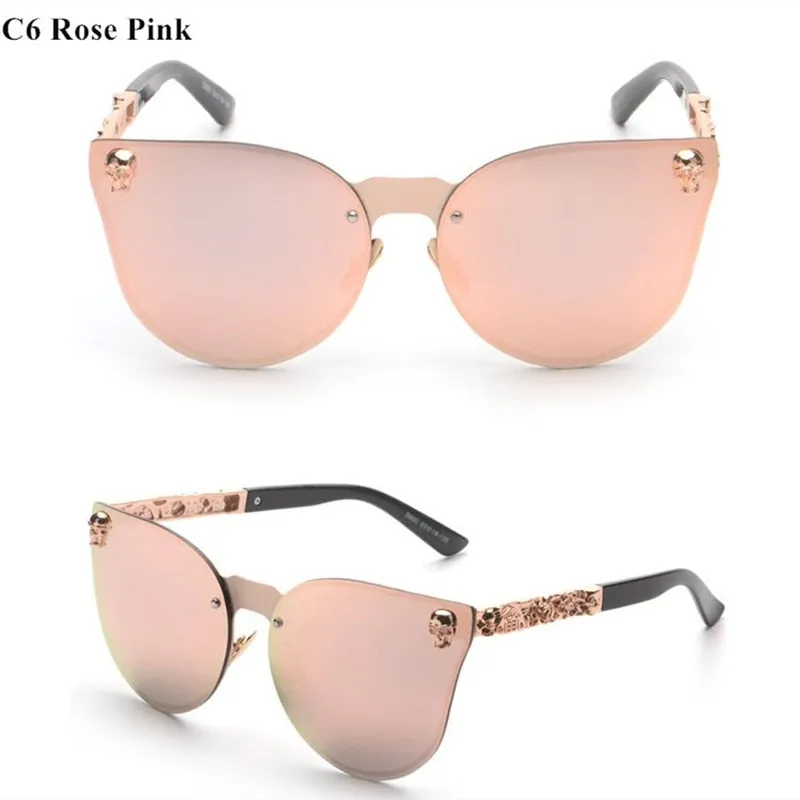 Oversize Pink Rose Gold Sunglasses with Jewel and Cat Eye Embellishments