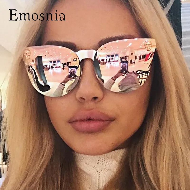 Oversize Pink Rose Gold Sunglasses with Jewel and Cat Eye Embellishments