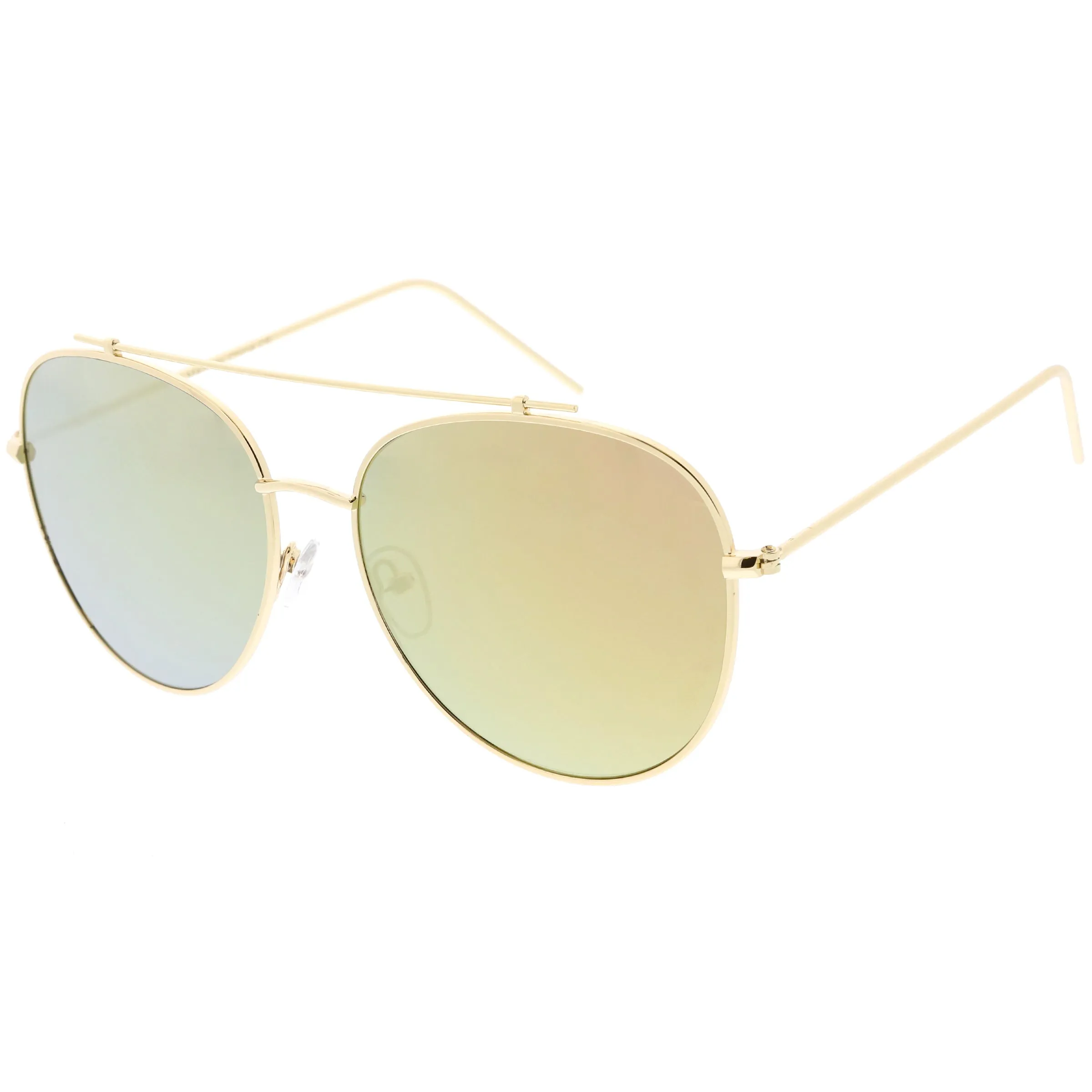 Oversize Retro Modern Mirrored Flat Lens Aviator Sunglasses C856