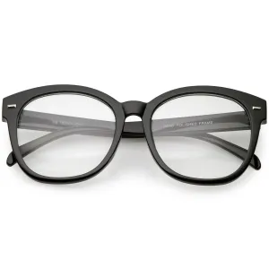 Oversize Round Indie Horned Rim Clear Lens Glasses C612