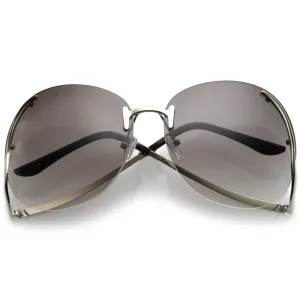 Oversize Women's Rimless Low Temple Gradient Lens Sunglasses C259