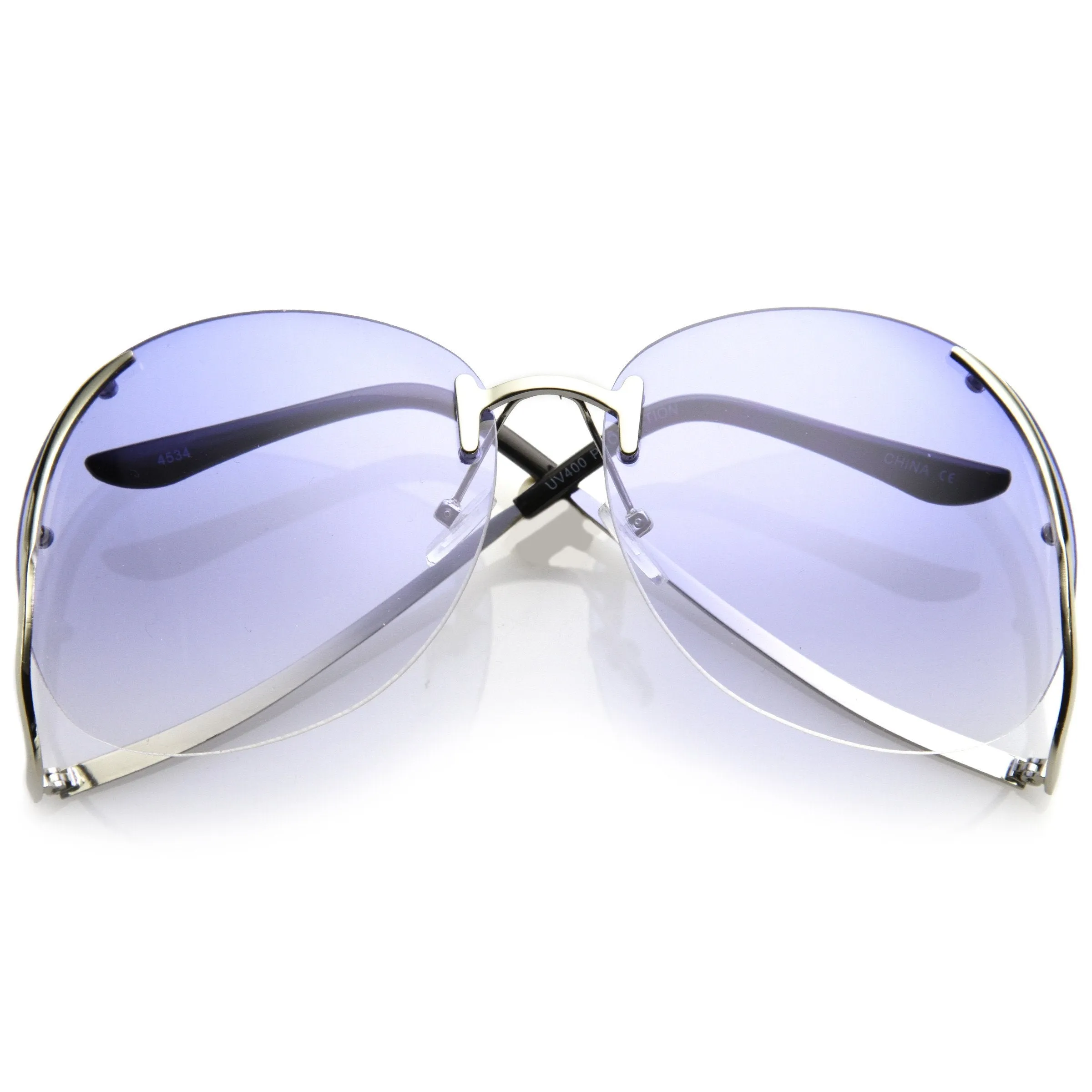 Oversize Women's Rimless Low Temple Gradient Lens Sunglasses C259