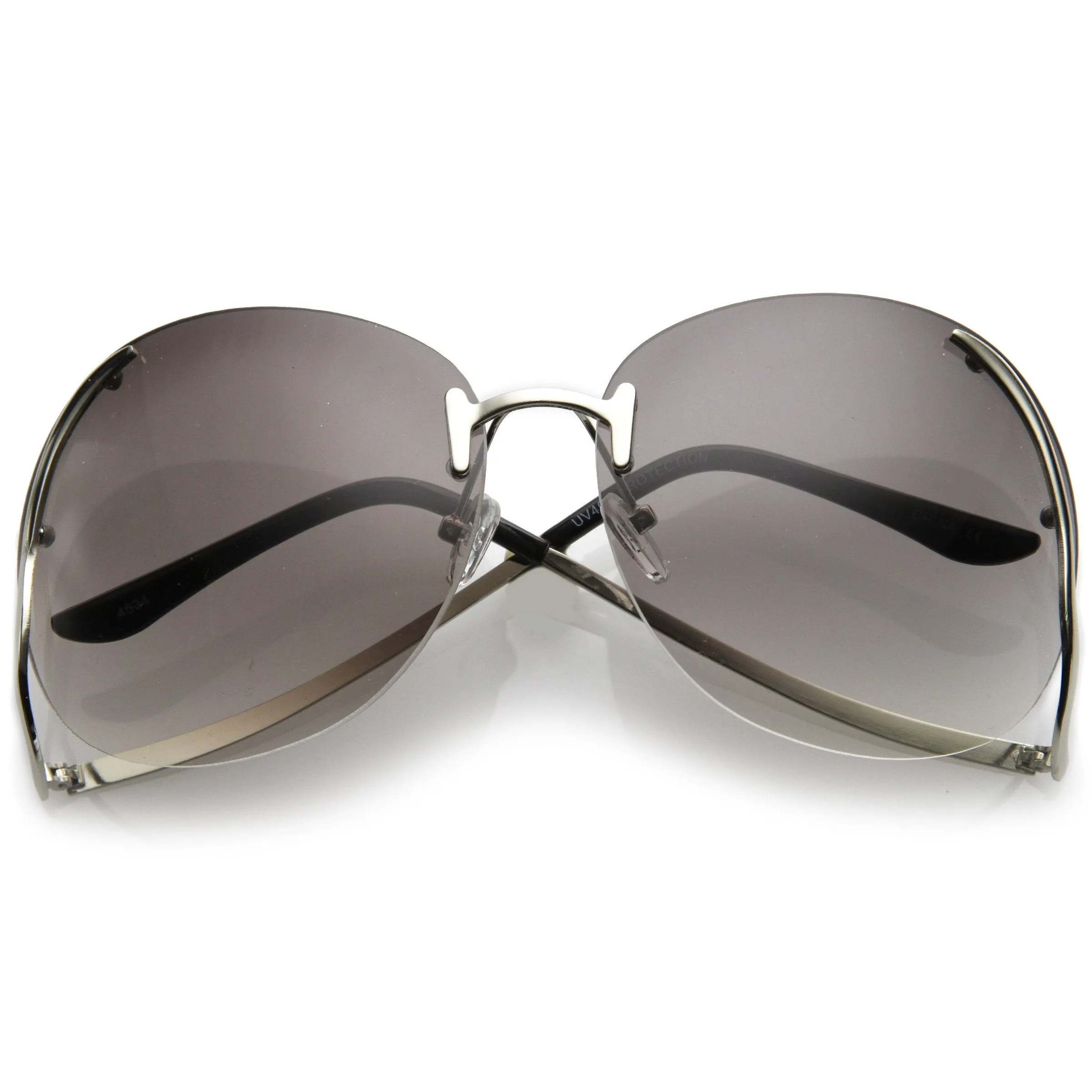 Oversize Women's Rimless Low Temple Gradient Lens Sunglasses C259