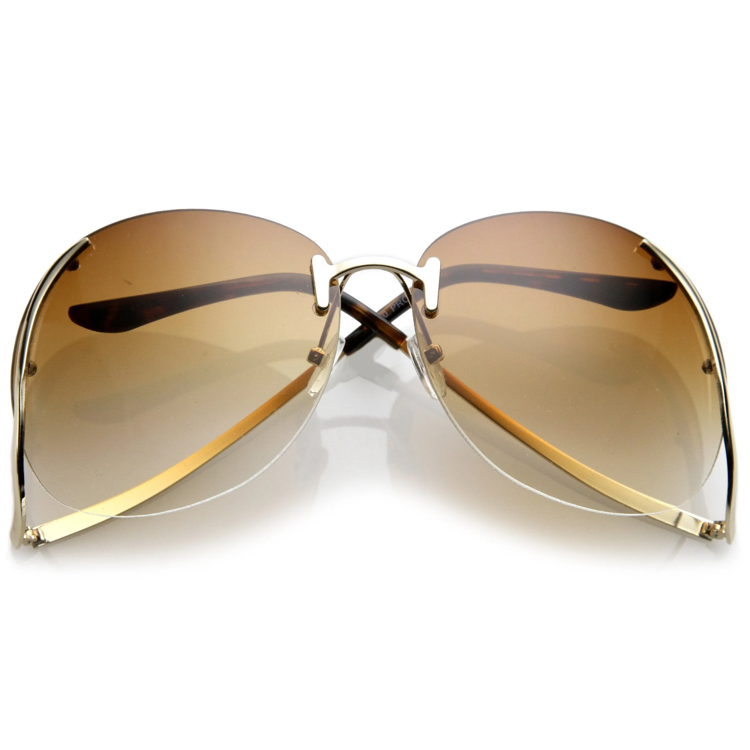 Oversize Women's Rimless Low Temple Gradient Lens Sunglasses C259