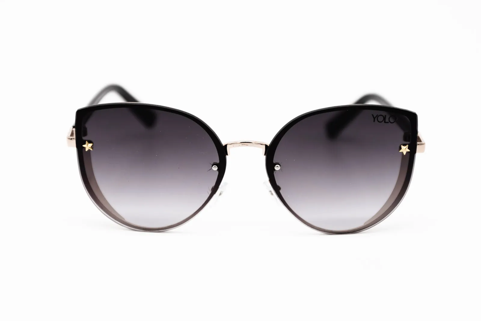 Oversized Cat Eye Side Glitter Shield Fashion Sunglasses