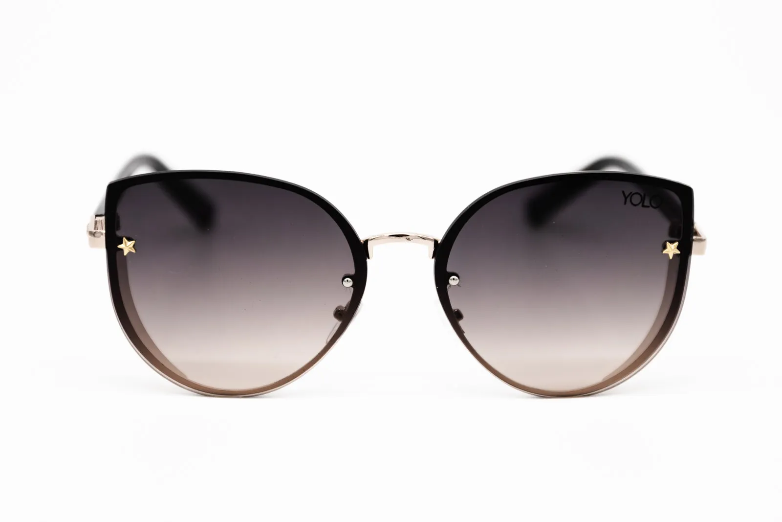 Oversized Cat Eye Side Glitter Shield Fashion Sunglasses