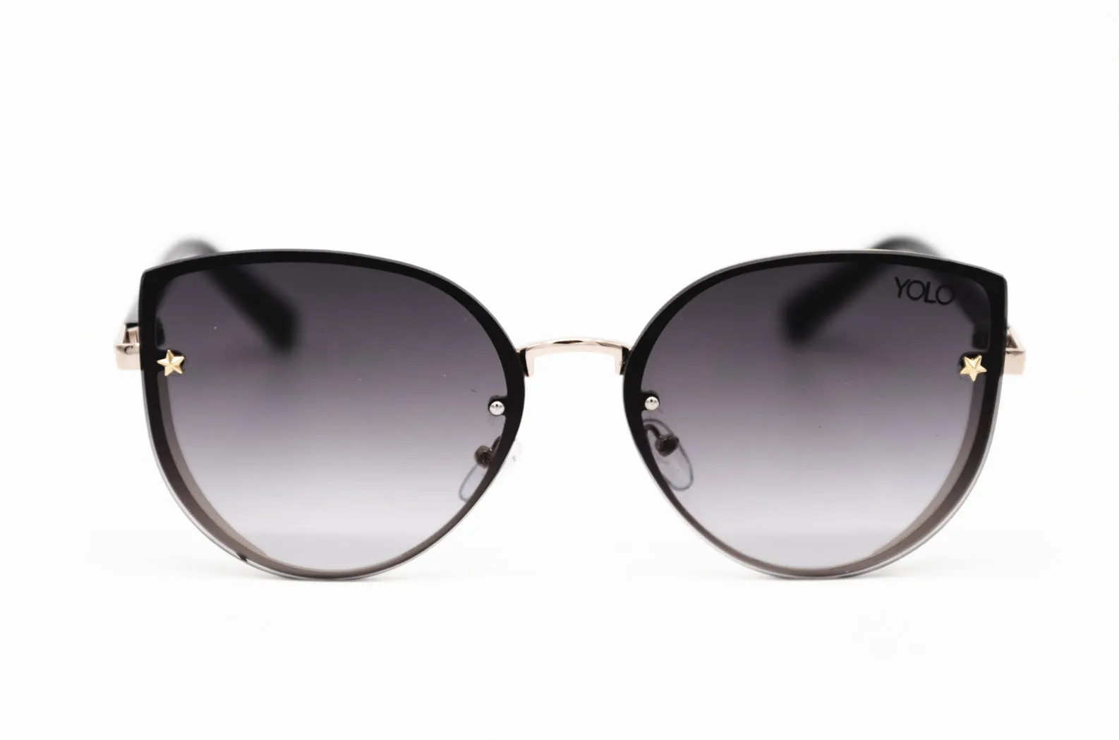 Oversized Cat Eye Side Glitter Shield Fashion Sunglasses