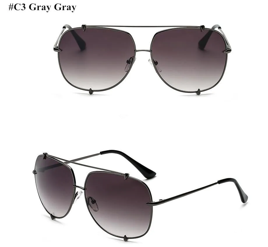 Oversized Pilot Sunglasses UV400 Unisex Fashion,  Retro Designer Big Frame Sun Glasses - 6 Colors