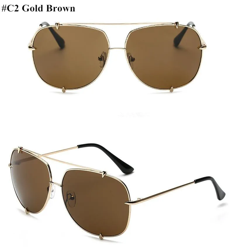 Oversized Pilot Sunglasses UV400 Unisex Fashion,  Retro Designer Big Frame Sun Glasses - 6 Colors