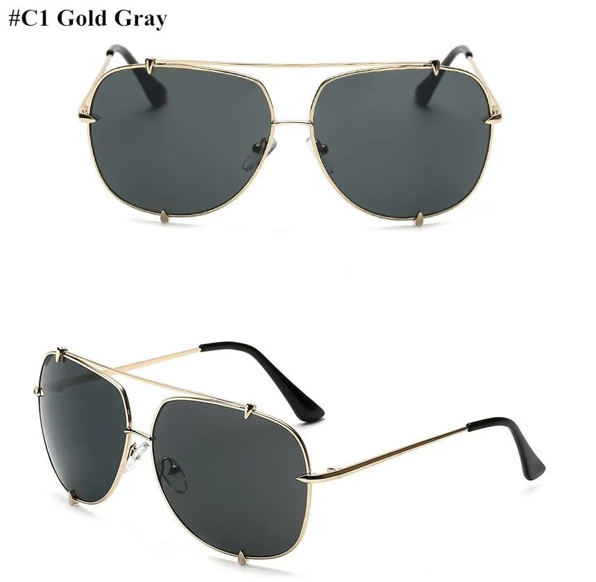 Oversized Pilot Sunglasses UV400 Unisex Fashion,  Retro Designer Big Frame Sun Glasses - 6 Colors
