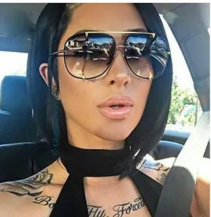 Oversized Pilot Sunglasses UV400 Unisex Fashion,  Retro Designer Big Frame Sun Glasses - 6 Colors