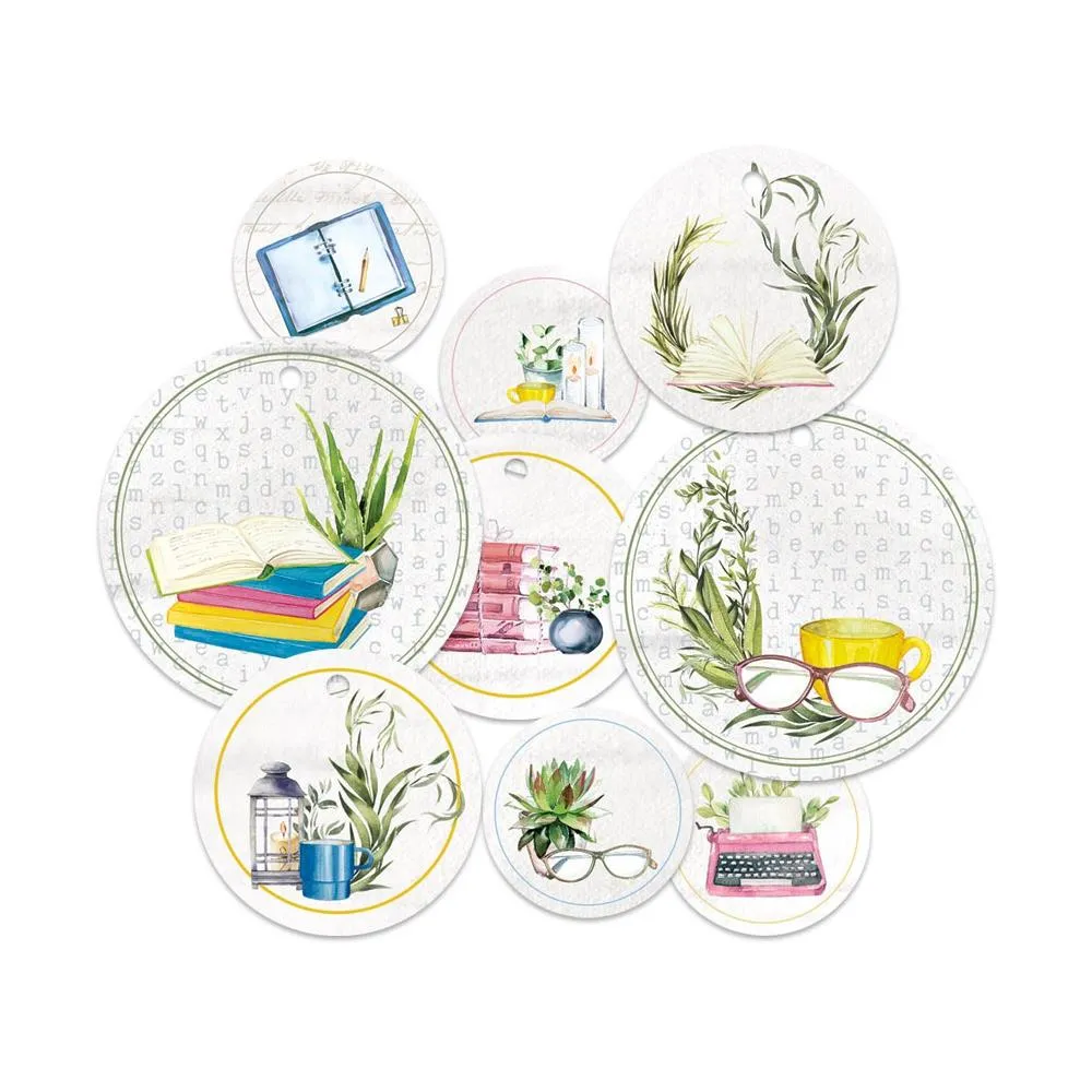 P13 The Garden Of Books Double-Sided Cardstock Tags 9 pack  #01*