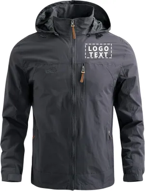 Personalized Men's Waterproof Raincoat Custom Lightweight Hooded Jacket Hiking Coat Softshell Windbreaker