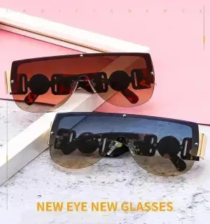 Personalized Semicircle One Piece Metal Half Frame Sunglasses Futuristic Outdoor Sunglasses For Men And Women