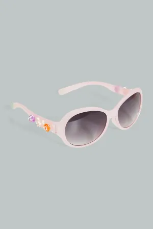 Pink Embellished Sunglasses For Girls