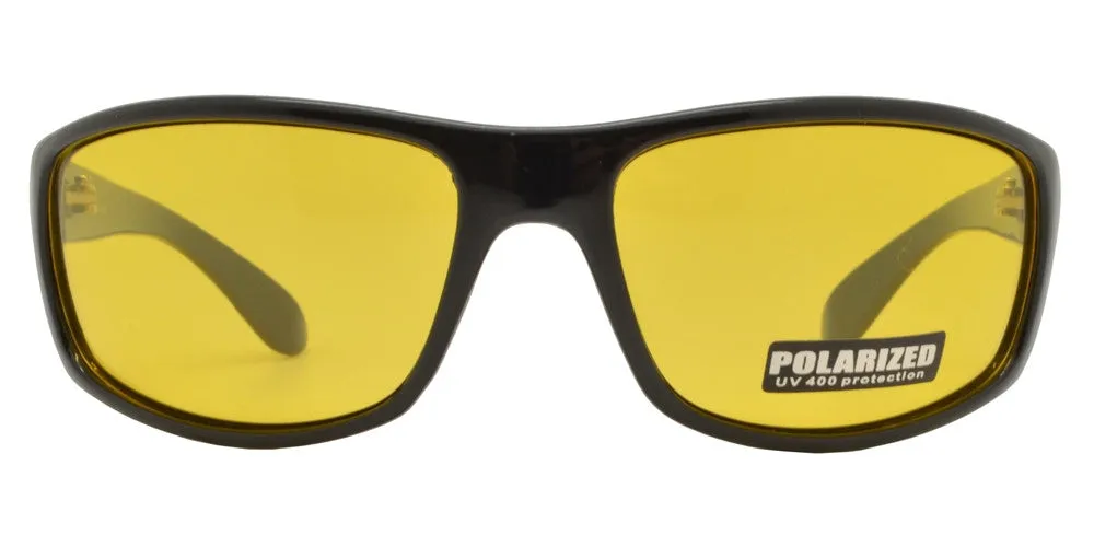 PL 707 NV - Classic Sports Plastic Wrap Around Polarized Sunglasses with Night Vision