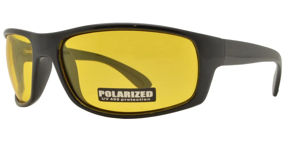 PL 707 NV - Classic Sports Plastic Wrap Around Polarized Sunglasses with Night Vision
