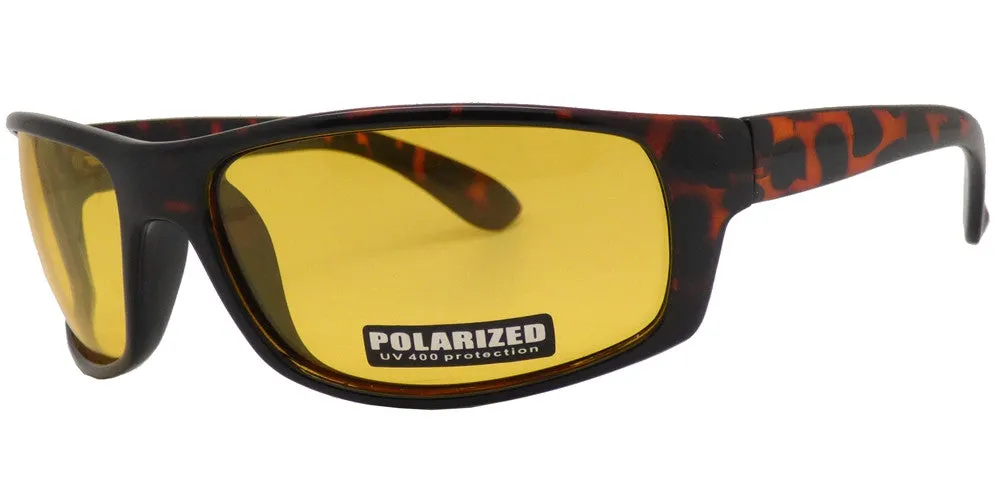 PL 707 NV - Classic Sports Plastic Wrap Around Polarized Sunglasses with Night Vision