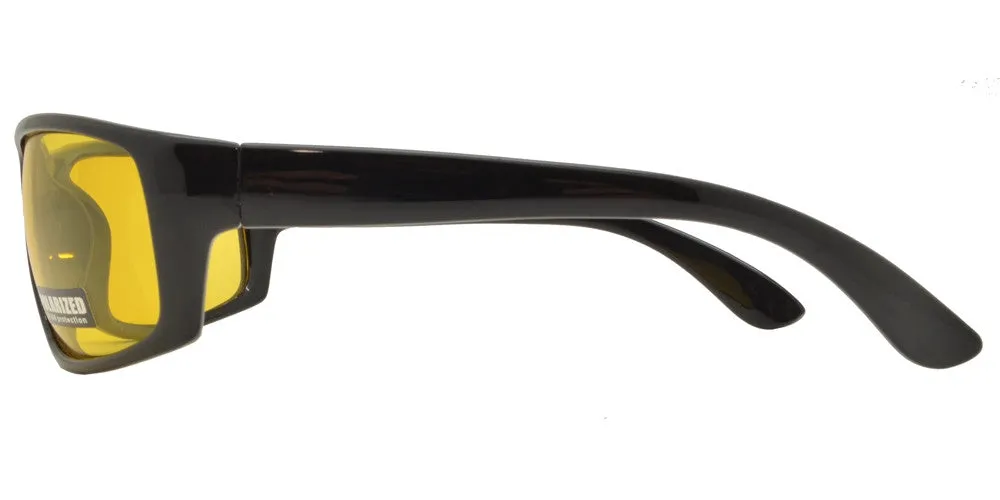 PL 707 NV - Classic Sports Plastic Wrap Around Polarized Sunglasses with Night Vision
