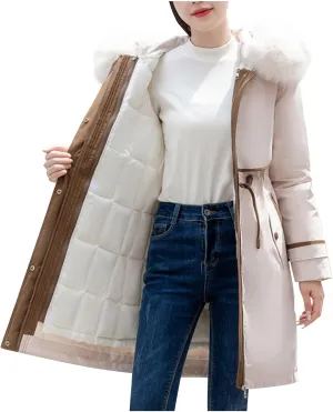 Plus Size Winter Coats for Women Long Winter Jacket with Fur Hood Thick Winter Trench Coat Winter Clothes for Women