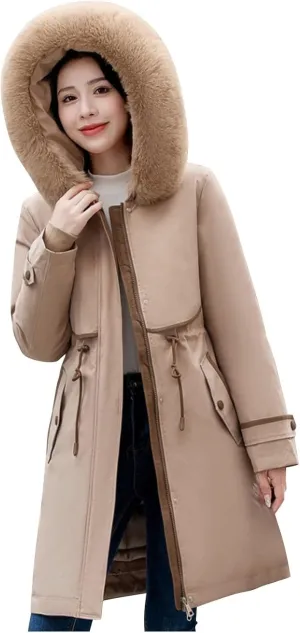 Plus Size Winter Coats for Women Long Winter Jacket with Fur Hood Thick Winter Trench Coat Winter Clothes for Women