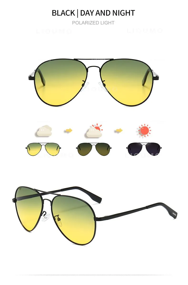 Polarized Photochromic Day/Night Pilot Sunglasses