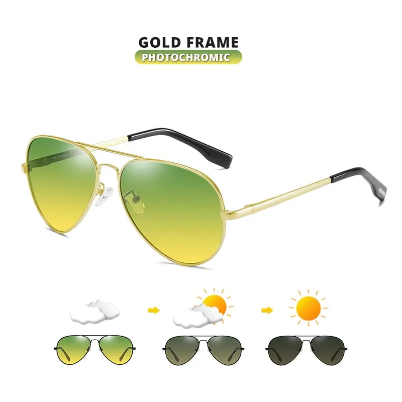 Polarized Photochromic Day/Night Pilot Sunglasses