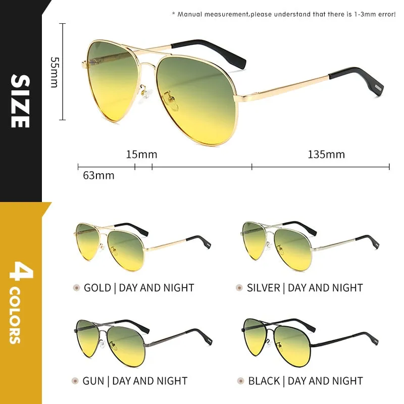 Polarized Photochromic Day/Night Pilot Sunglasses