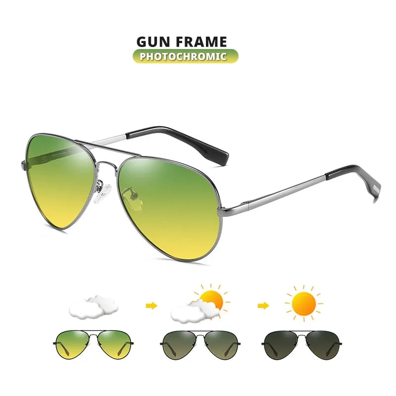 Polarized Photochromic Day/Night Pilot Sunglasses