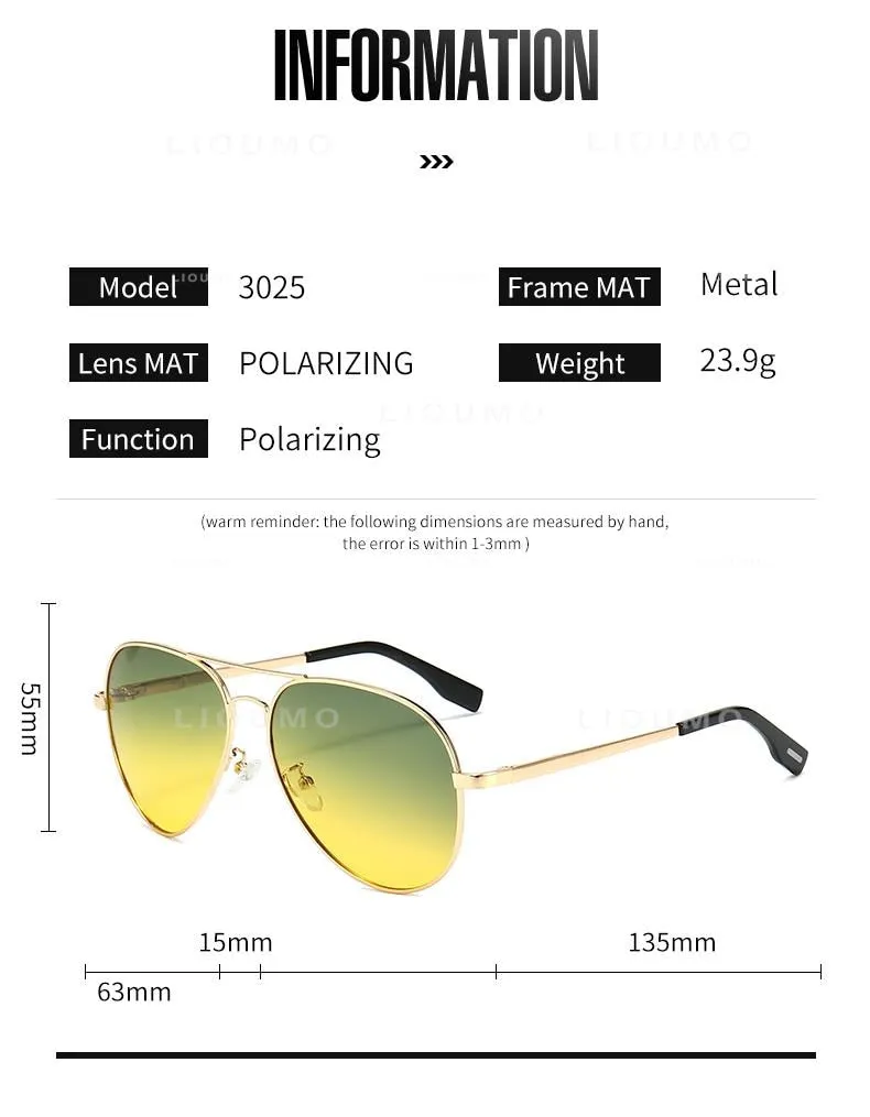 Polarized Photochromic Day/Night Pilot Sunglasses