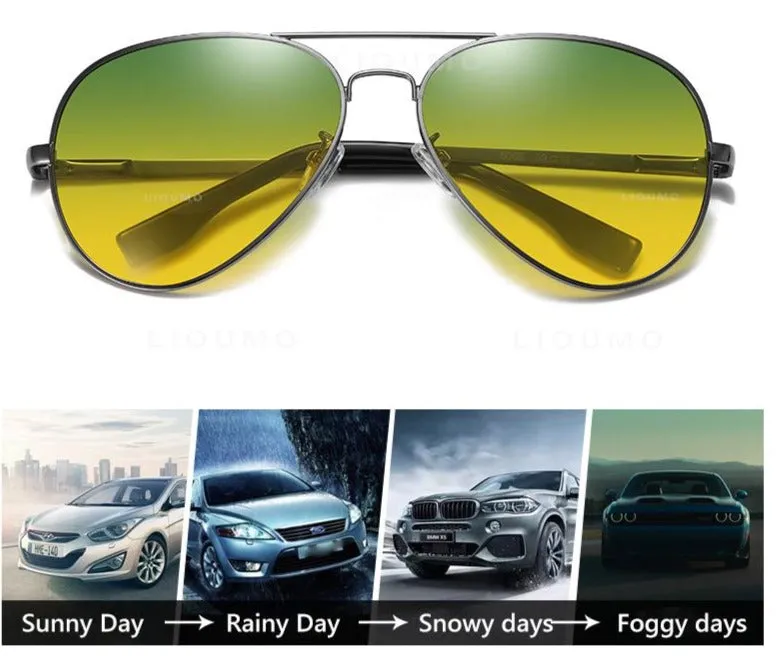 Polarized Photochromic Day/Night Pilot Sunglasses