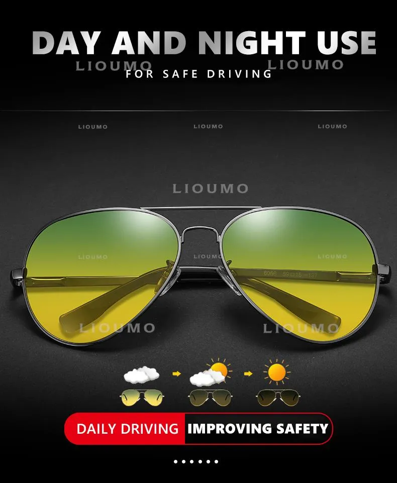 Polarized Photochromic Day/Night Pilot Sunglasses