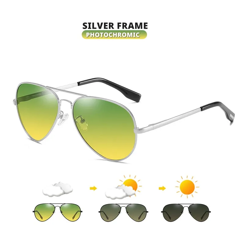 Polarized Photochromic Day/Night Pilot Sunglasses