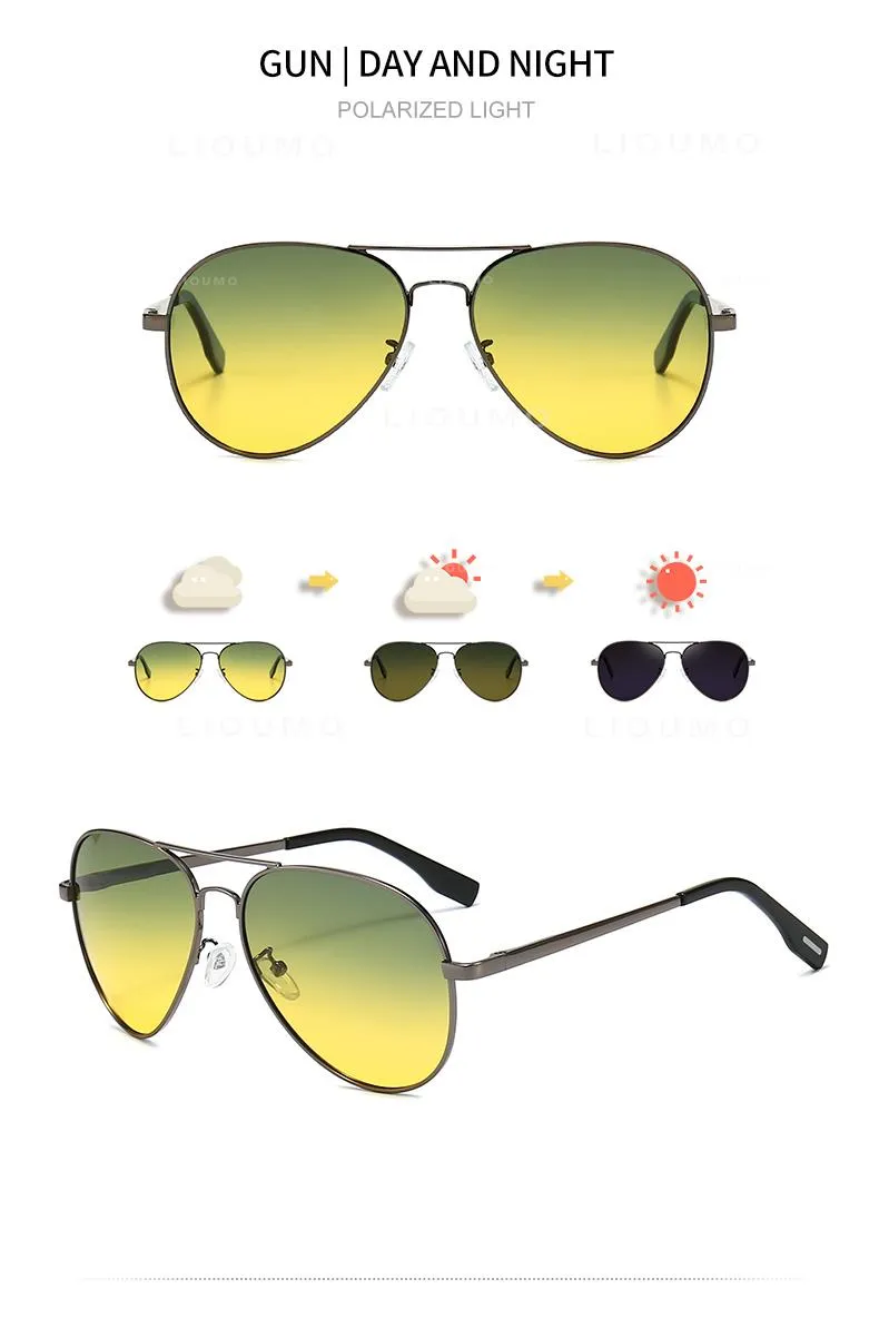 Polarized Photochromic Day/Night Pilot Sunglasses