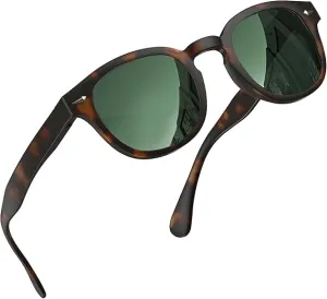 Polarized Round Sunglasses for Women Men Stylish Retro Circle Frame (Tortoise)
