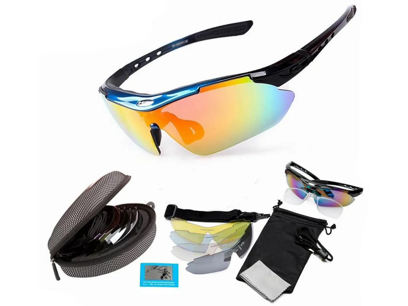 Polarized Sports Sunglasses with 5 Interchangeable